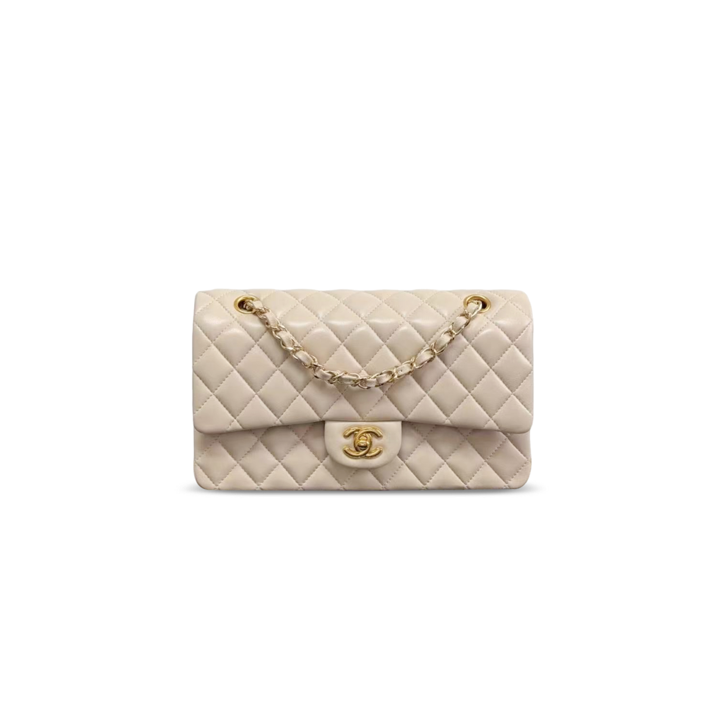 CHANEL CLASSIC BEIGE FLAP BAG (25.5*15.5*6.5cm)